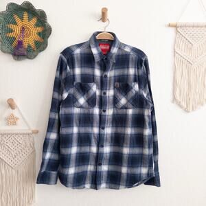Coleman Blue Plaid Flannel Button Down Shirt Men's Medium
